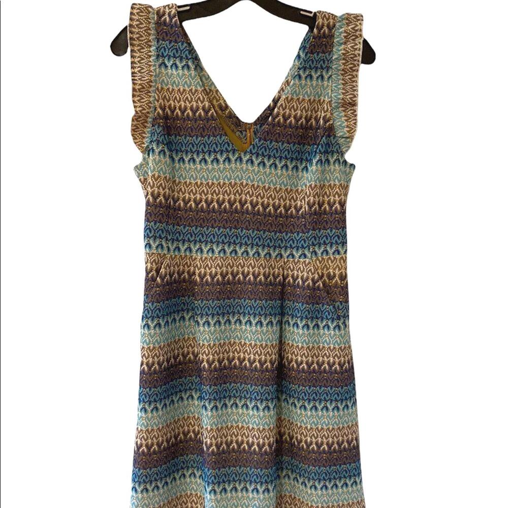 Anthropologie Tabitha Tea House Dress Crochet-Look Striped Sleeveless Size